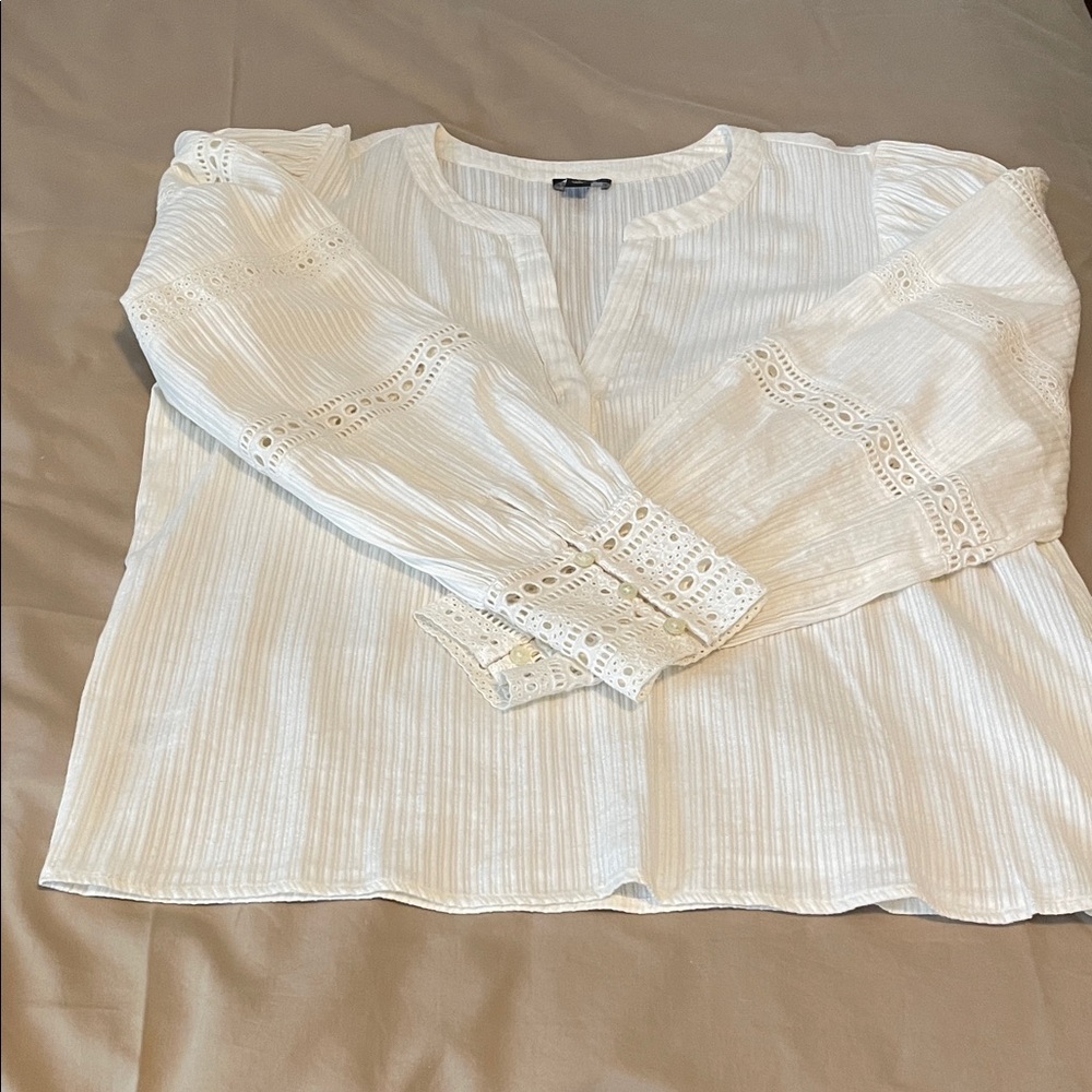 Ann Taylor Factory Cream Eyelet Blouse